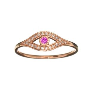Incredible Ruby Diamond Evil Eye Ring 14 kt Gold Witchcraft Protection 7